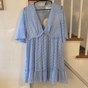 Elegant Blue Floral Dress